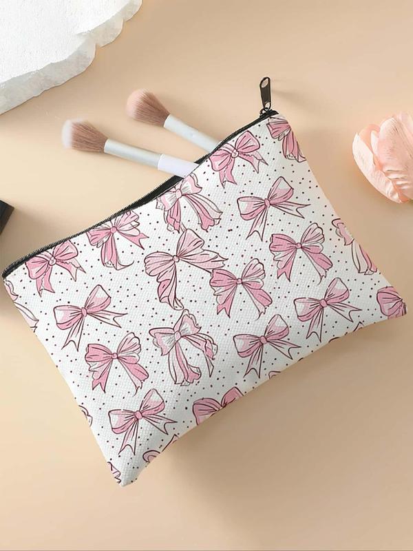 Bow Pattern Makeup Bag, Multi-functional Storage Bag, Travel Makeup Bag, Suitable for Leisure Travel, Business Trips