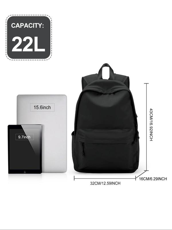 Casual Plain Zipper Backpack, Lightweight Waterproof Backpack with USB Charging Port, Versatile Backpack for School & Travel