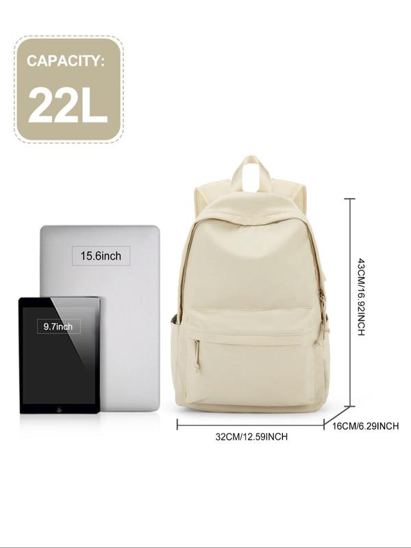 Casual Plain Zipper Backpack, Lightweight Waterproof Backpack with USB Charging Port, Versatile Backpack for School & Travel