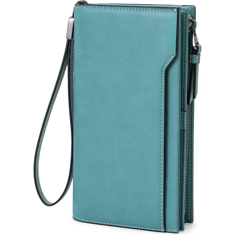 Alldialy RFID 24 Credit Card Holder Wallet, Large Capacity Wristlet Wallet for Women with Zipper (Purist Blue)