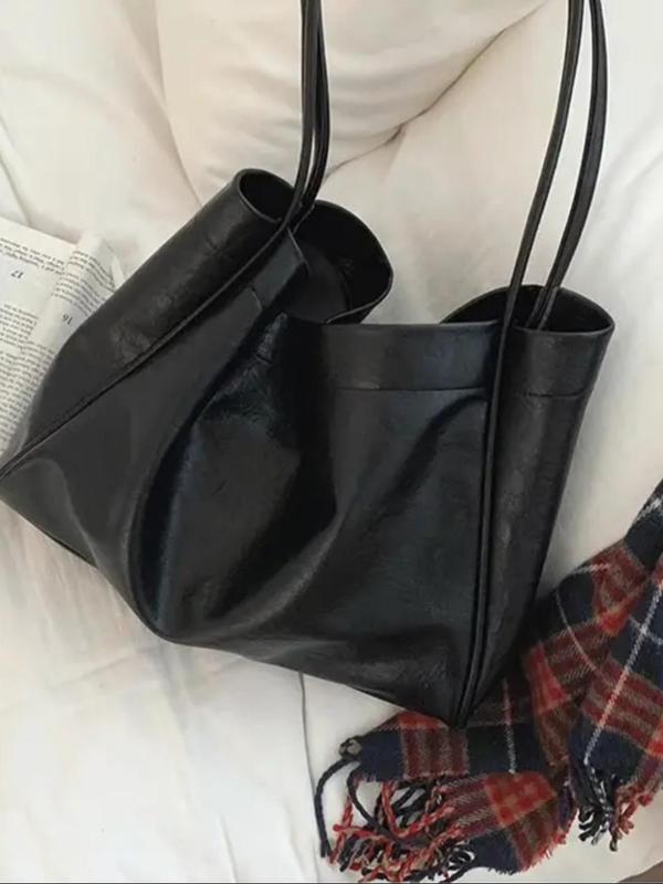 Women's Solid Color Shoulder Bag & Clutch Bag, Fashionable Large Capacity Tote Bag Set for Daily Life, Casual Trendy Versatile Commuting Bag, Girl Fashionable Shopping Bag
