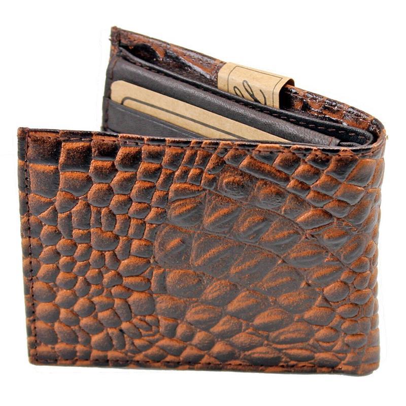 New Mens Genuine Leather Bifold Wallet ID Credit Card Alligator Window Crocodile