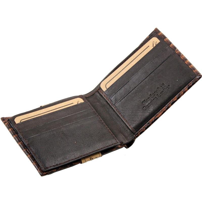 New Mens Genuine Leather Bifold Wallet ID Credit Card Alligator Window Crocodile