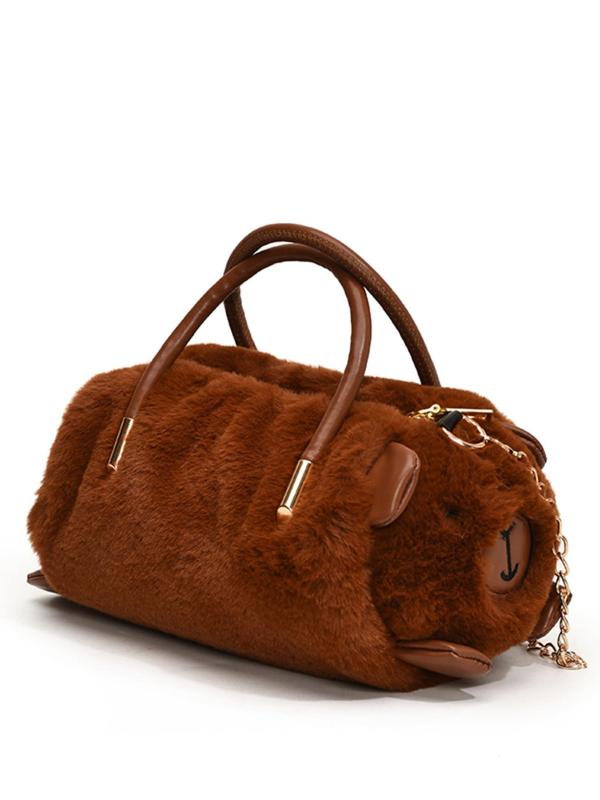 Cute Panda Design Plush Handbag, Fashionable Chain Strap Crossbody Bag for Women & Girls, Casual Trendy Versatile High-quality Daily Commuting Bag