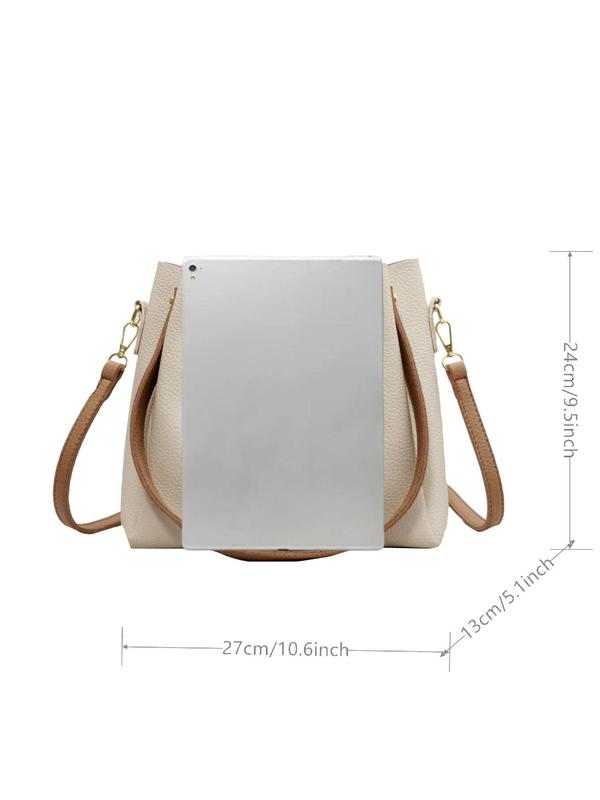 Women's Fashionable Lychee Pattern Handbag, Casual Pu Leather Designer Shoulder Bag for Daily Used, Trendy Versatile High-quality Daily Commuting Bag Unique Everyday Designer Bags