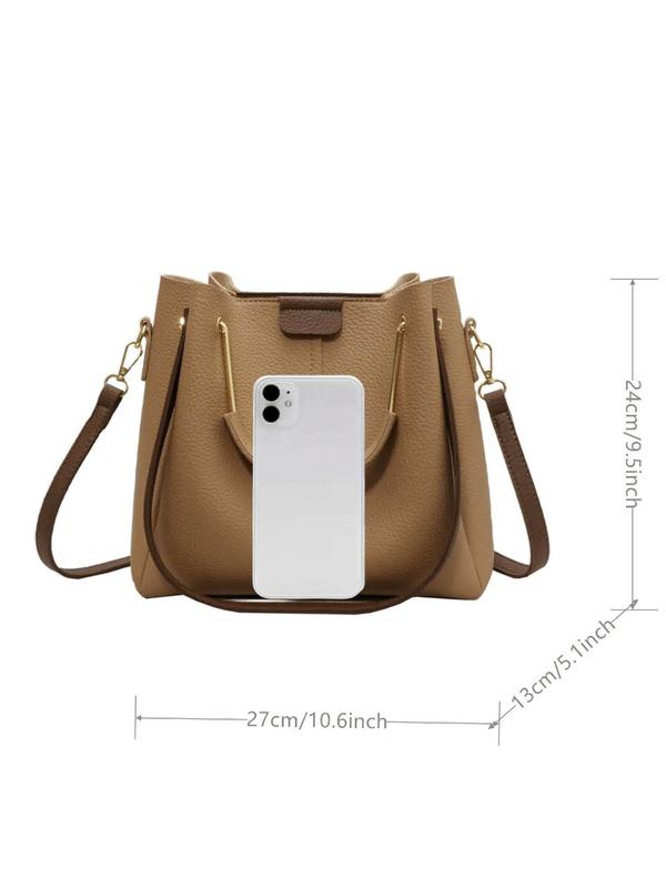 Women's Fashionable Lychee Pattern Handbag, Casual Pu Leather Designer Shoulder Bag for Daily Used, Trendy Versatile High-quality Daily Commuting Bag Unique Everyday Designer Bags