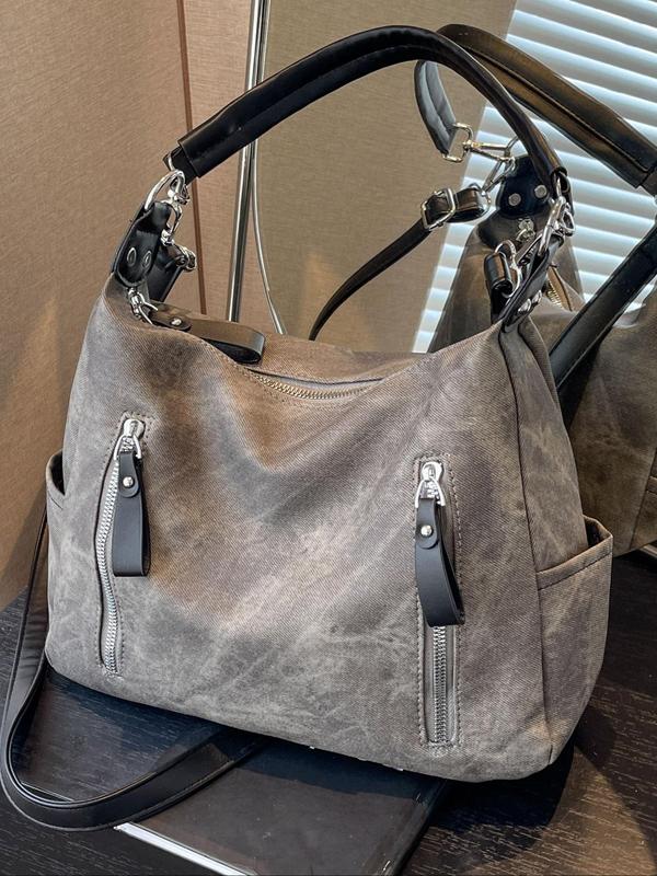 Women's Fashionable Solid Color Shoulder Bag, Casual Versatile Large Capacity Crossbody Bag for Daily Used, High-end Simple Commuting Bag, Girl Shopping Bag