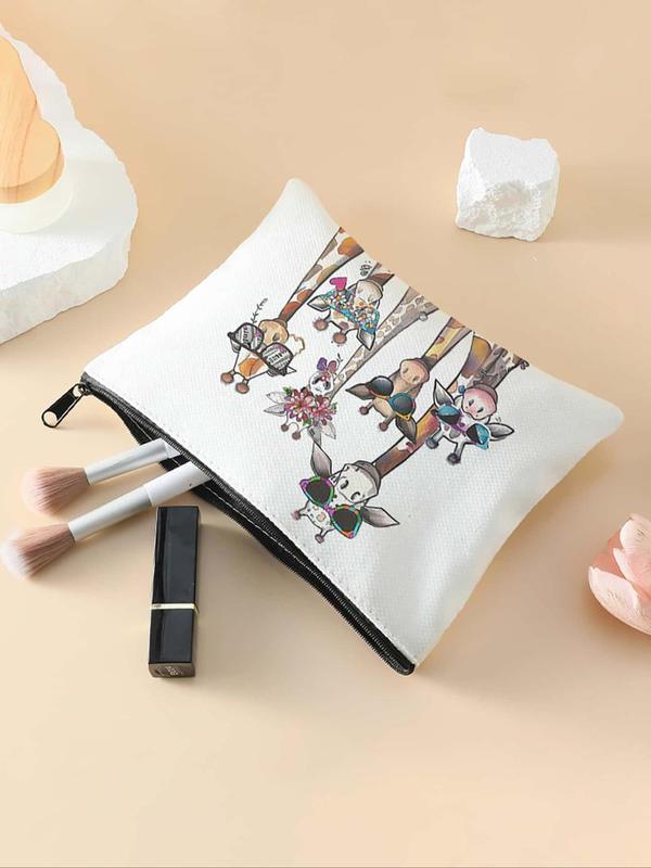 Cartoon Giraffe Pattern Makeup Bag, Multi-functional Storage Bag, Travel Makeup Bag, Suitable for Leisure Travel, Business Trips