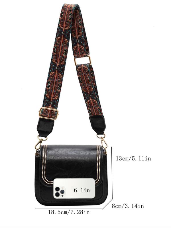 Women's Fashion Wide Strap Crossbody Bag, Casual Pu Leather Shoulder Bag for Daily Used, Trendy Versatile High-quality Daily Commuting Bag