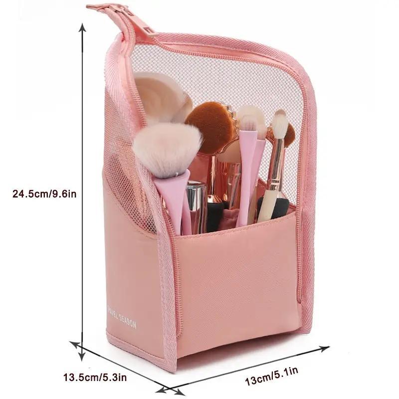 Standing Makeup Brush Storage Bag, 1 Count Large Capacity Makeup Brush Holder, Portable Makeup Brush Organizer, Makeup Tool Storage Bag [ without Makeup Brush]