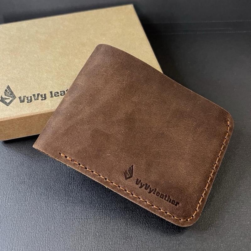 Handmade Minimalist Genuine Cowhide Leather Slimfold Wallet Men rfid