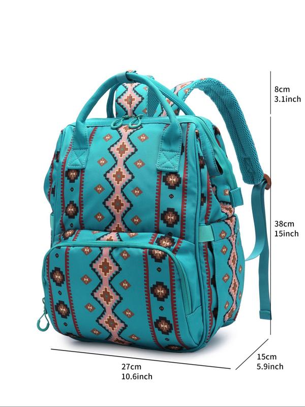 Women's Ethnic Pattern Zipper Backpack, Casual Large Capacity Backpack, Lightweight Backpack with Adjustable Strap for Work & School & Daily Used Unique Everyday Designer Bags