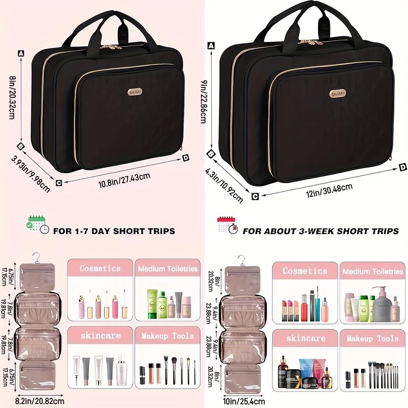 Wash Bag Travel Bag with Hook, Waterproof Cosmetic Bag Travel Organizer Accessories, Shampoo, Full Size Container, Toiletries