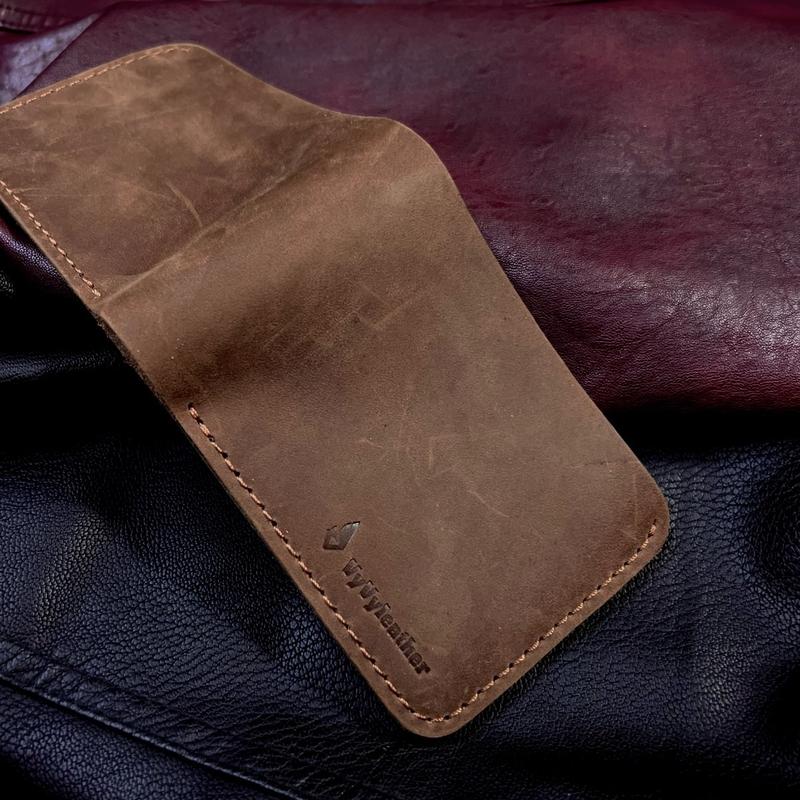 Handmade Minimalist Genuine Cowhide Leather Slimfold Wallet Men rfid