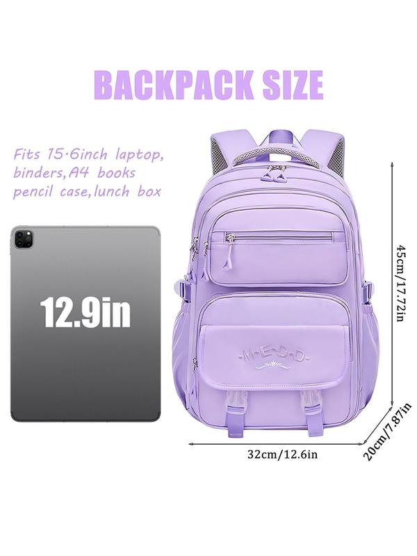 Casual Large Capacity Backpack, Fashionable Backpack with Zipper, Versatile School Backpack for Women & Girls Back To School for Fall Outfits & Fall Freshness