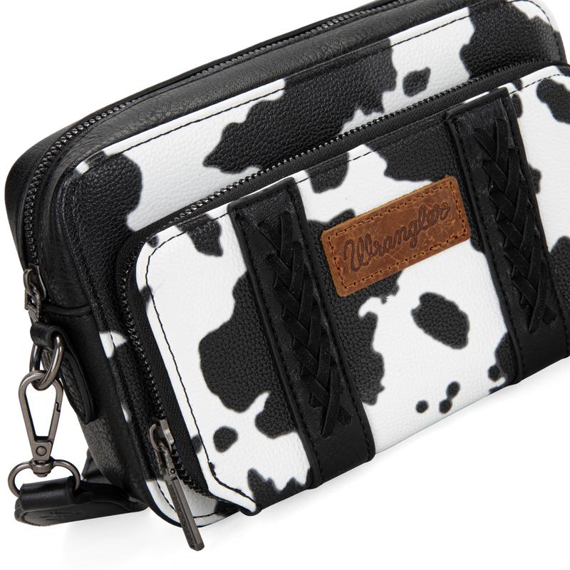 Wrangler Hot Sale Cow Print Crossbody Bag for Women Western Cowgirl Crossbody Purses with Guitar Strap