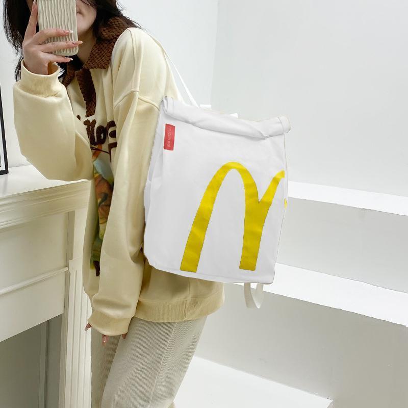 Classic Funny Retro Canvas Backpack Creative Imitate Paper Large Capacity Backpack Casual Notebook Bag