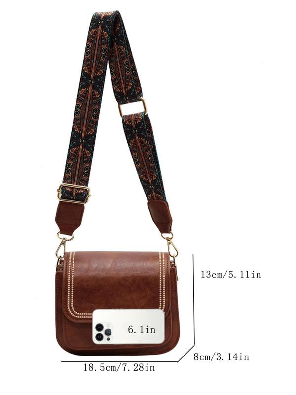 Women's Fashion Wide Strap Crossbody Bag, Casual Pu Leather Shoulder Bag for Daily Used, Trendy Versatile High-quality Daily Commuting Bag