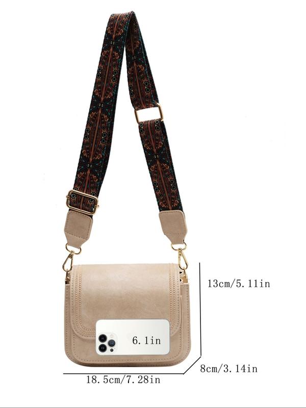 Women's Fashion Wide Strap Crossbody Bag, Casual Pu Leather Shoulder Bag for Daily Used, Trendy Versatile High-quality Daily Commuting Bag