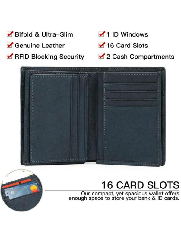 Men's Minimalist All-match Portable Plain Short Wallet, with Gift Box, Casual Business Multi Card Slots Bifold Wallet, Large Capacity Card Holder for Daily Used