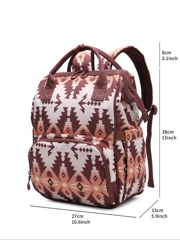 Women's Ethnic Pattern Zipper Backpack, Casual Large Capacity Backpack, Lightweight Backpack with Adjustable Strap for Work & School & Daily Used Unique Everyday Designer Bags