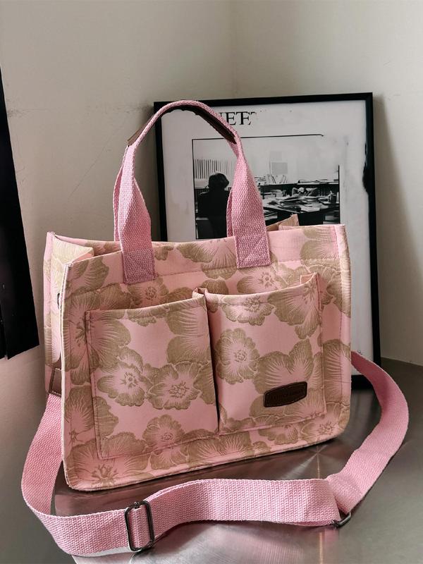 Fashionable Plants Pattern Tote Bag, Casual Versatile Shoulder Bag for Women, Trendy All-match Commuter Bag for Daily Used, Designer Bag for Fall