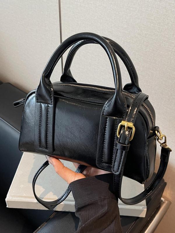 Women's Elegant Solid Color Handbag, Fashionable PU Leather Crossbody Bag for Daily Used, Casual Trendy Versatile High-quality Daily Commuting Bag