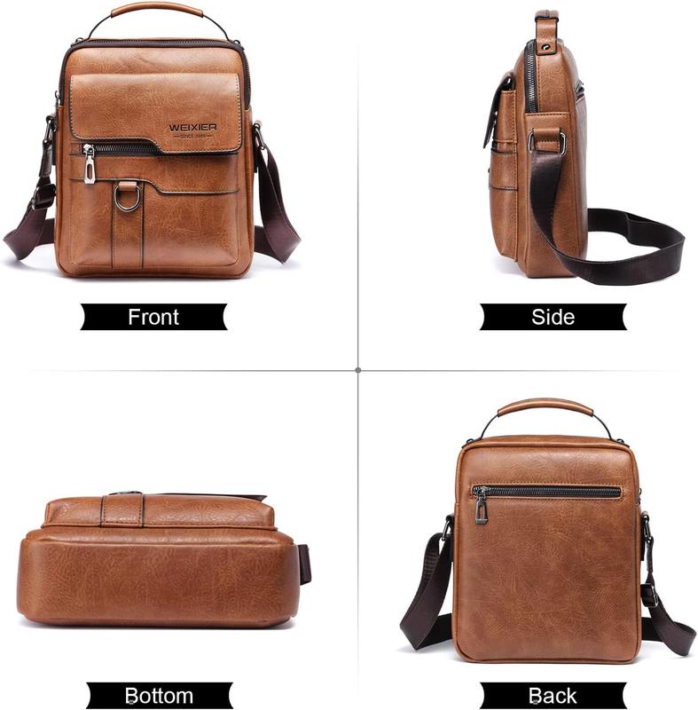 Men's Shoulde Bag PU Leathe Business Messenge Bag Biefcase Tavel Cossbody Multi Pockets Handbag Puse