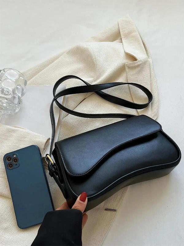 Women's Solid Color Flap Shoulder Bag, Fashionable PU Leather Crossbody Bag for Daily Used, Casual Trendy Versatile High-quality Daily Commuting Bag