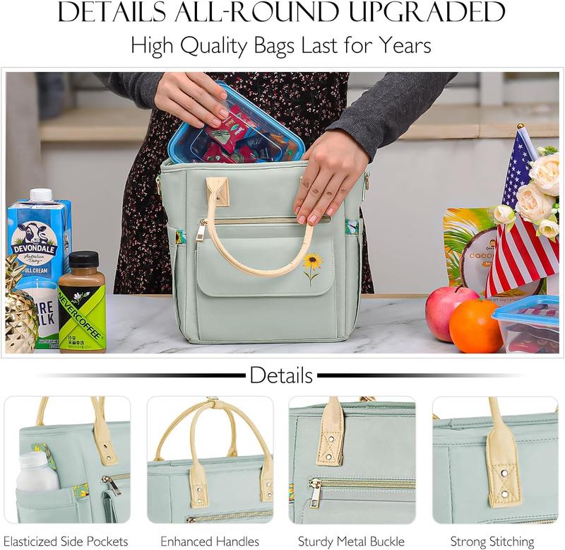Deluxe Lunch Bag Women - Leakproof Insulated Lunch Box for Women 2024 Newest Teacher Mothers Day Gifts for Women  Multi Pocket Lunch Bag with Removable Strap for Work Picnic