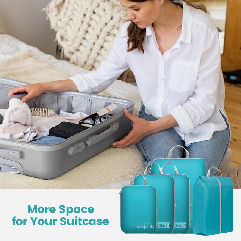 Lightweight Compression Packing Cubes Set for Travel - 5 Set Travel Bags Luggage Organizers Travel Essentials Compression Cubes for Carry on Suitcases