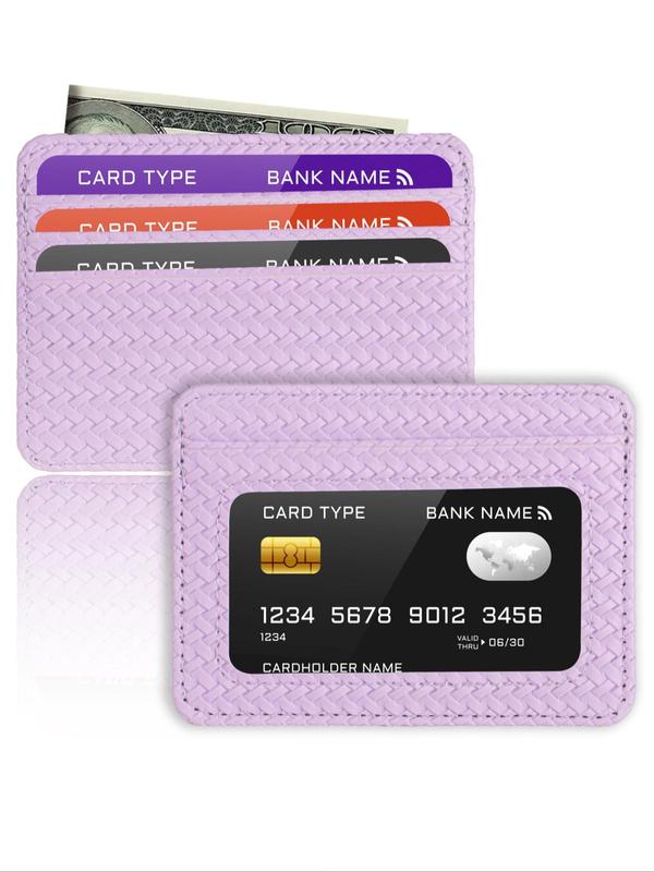 Minimalist Slim Credit Card Holder with Transparent Id Window,  Small Pu Short Wallet for Women Men, Casual Trendy Versatile Daily Used Card Holder