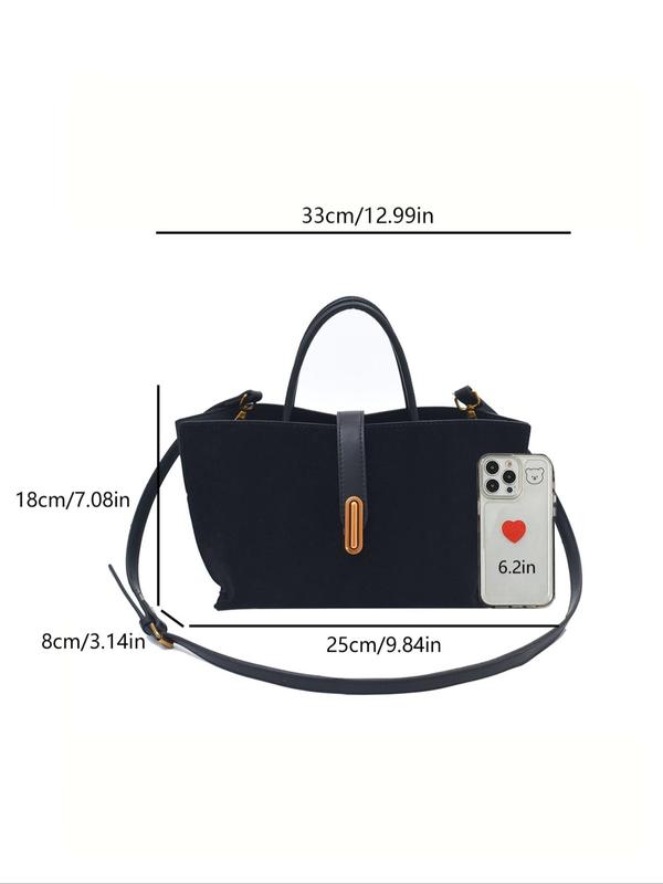 Women's Elegant Suede Tote Bag, Fashionable Large Capacity Shoulder Bag for Work & Daily Used, Casual Trendy Versatile High-quality Daily Commuting Bag