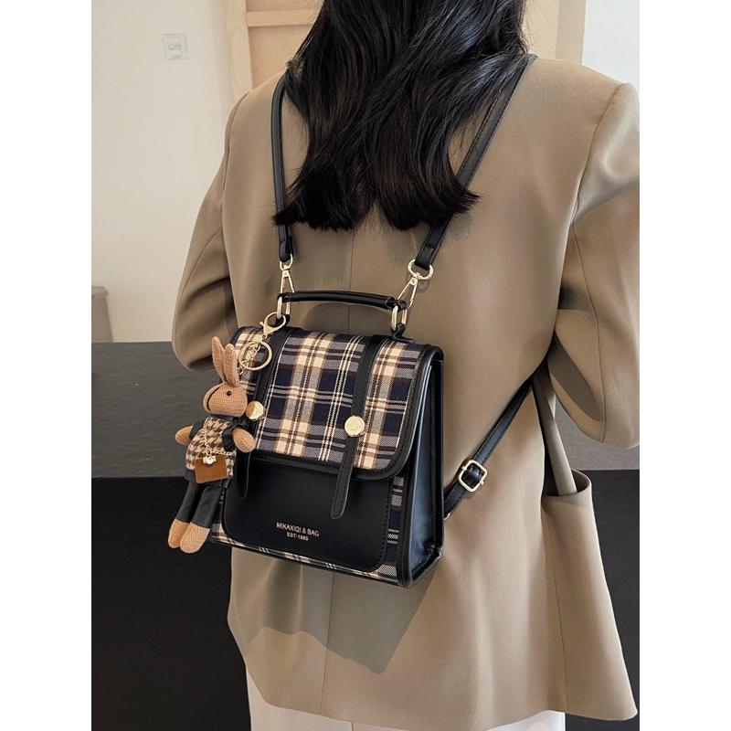 Korean Style Plaid Travel Backpack For Women 2024 New Fashion Fashion Out Shopping Hand Backpack Student School Bag