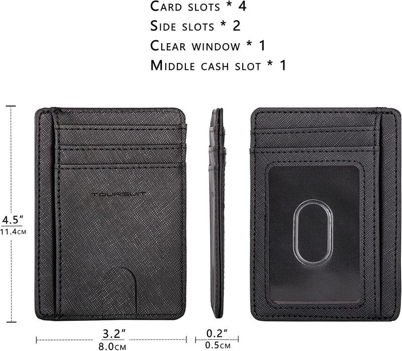 Travel Minimalist Slim Front Pocket Wallet for Men Women, RFID Blocking Credit Card Holder Case (Cross Black)