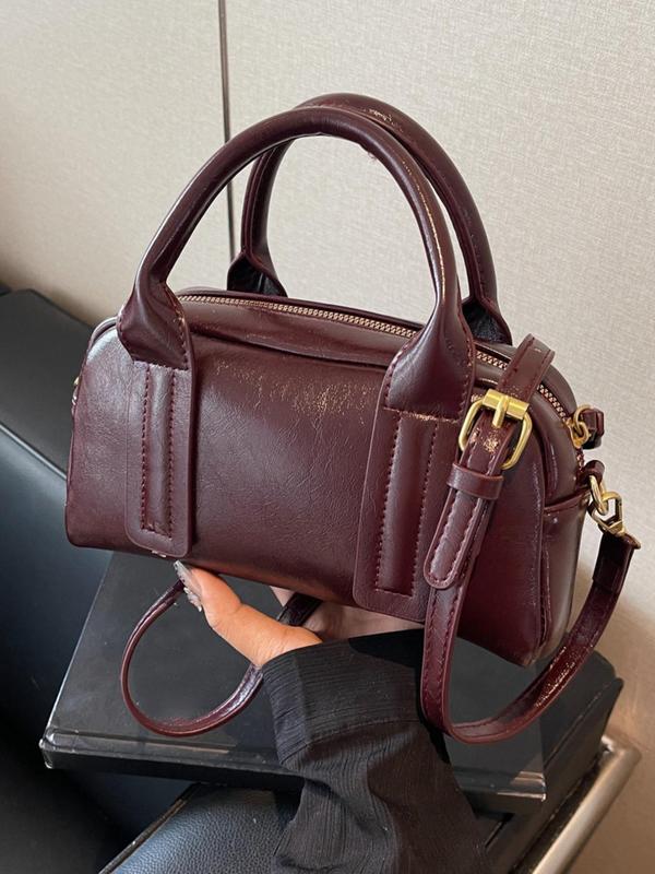 Women's Elegant Solid Color Handbag, Fashionable PU Leather Crossbody Bag for Daily Used, Casual Trendy Versatile High-quality Daily Commuting Bag