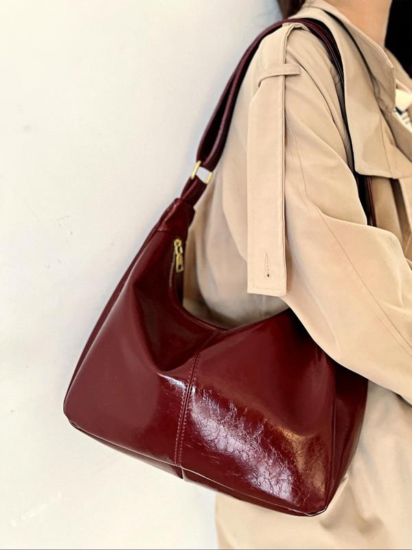 Women's Solid Color Shoulder Bag, Fashionable Large Capacity Tote Bag for Work & Daily Used, Casual Trendy Versatile High-quality Daily Commuting Bag
