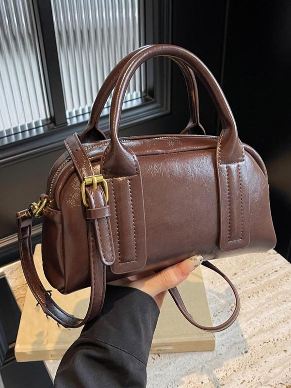 Women's Elegant Solid Color Handbag, Fashionable PU Leather Crossbody Bag for Daily Used, Casual Trendy Versatile High-quality Daily Commuting Bag