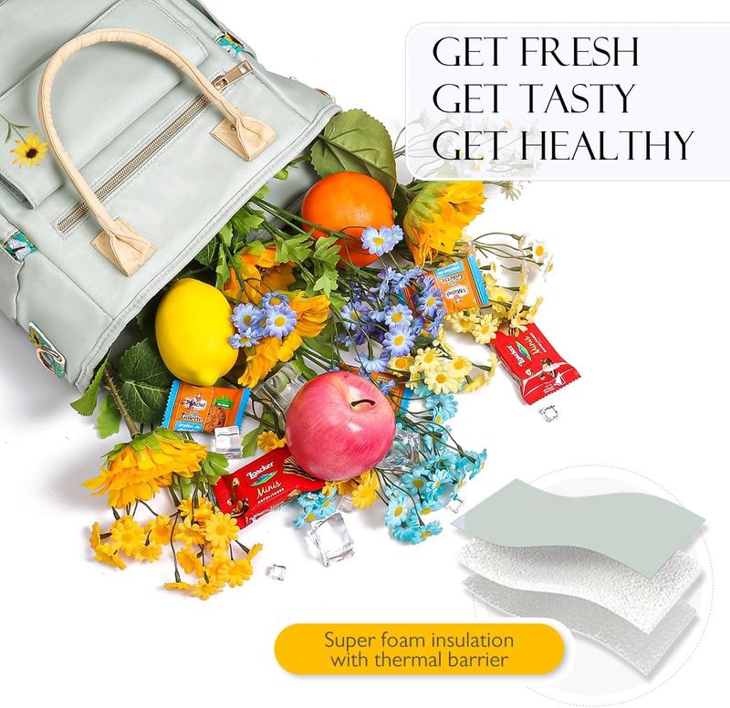 Deluxe Lunch Bag Women - Leakproof Insulated Lunch Box for Women 2024 Newest Teacher Mothers Day Gifts for Women  Multi Pocket Lunch Bag with Removable Strap for Work Picnic