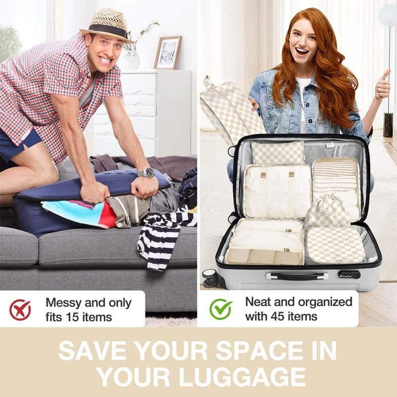 8 Piece Packing Cubes for Suitcases,Packing Cubes with Shoe Bag, Cosmetics Bag, Clothing Bag, Accessories Bags Packing Cubes for Travel Luggage Organizer Women Men