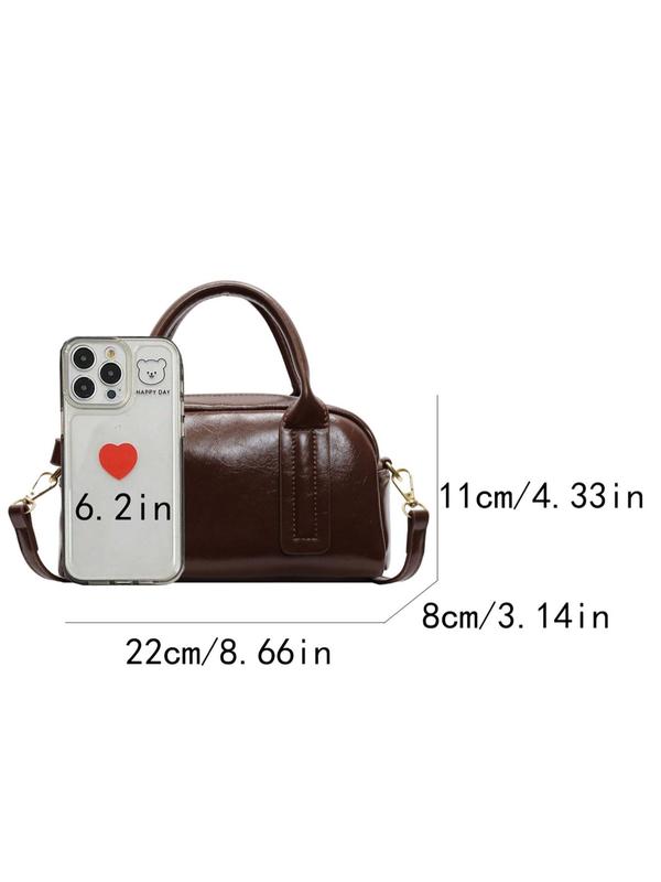 Women's Elegant Solid Color Handbag, Fashionable PU Leather Crossbody Bag for Daily Used, Casual Trendy Versatile High-quality Daily Commuting Bag