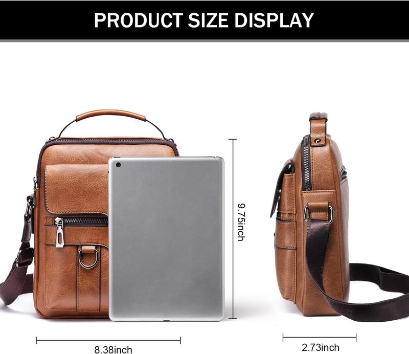 Men's Shoulde Bag PU Leathe Business Messenge Bag Biefcase Tavel Cossbody Multi Pockets Handbag Puse