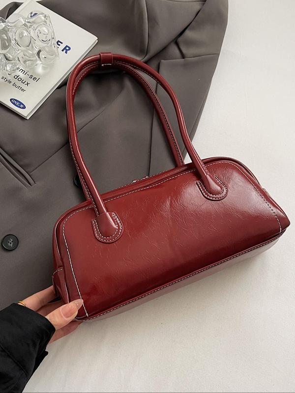 Women's Solid Color PU Leather Shoulder Bag, with Baseball Bag Charm, Fashionable Shoulder Clutch Bag for Daily Used, Casual Trendy Versatile High-quality Daily Commuting Bag