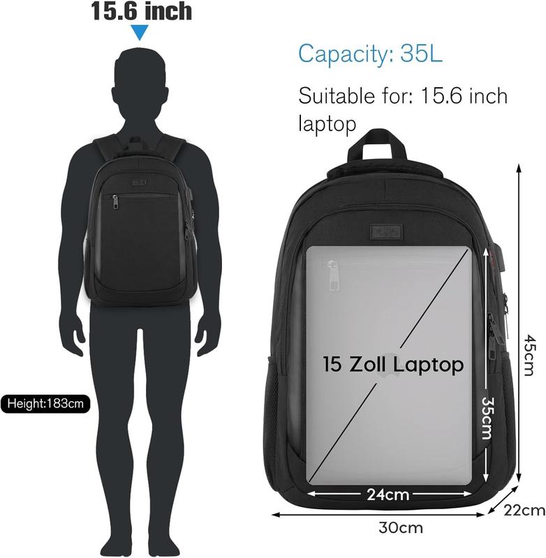 Laptop Backpack Travel, School Backpack with Usb  Port for Men Womens Boys Girls Water Resistant College School Bookbag Business Computer Backpack Fits 15.6 Inch Notebook Over 3 Years Old