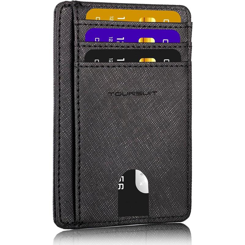 Travel Minimalist Slim Front Pocket Wallet for Men Women, RFID Blocking Credit Card Holder Case (Cross Black)