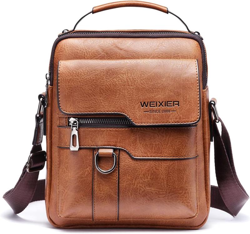 Men's Shoulde Bag PU Leathe Business Messenge Bag Biefcase Tavel Cossbody Multi Pockets Handbag Puse