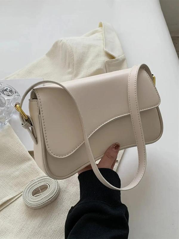 Women's Solid Color Flap Shoulder Bag, Fashionable PU Leather Crossbody Bag for Daily Used, Casual Trendy Versatile High-quality Daily Commuting Bag