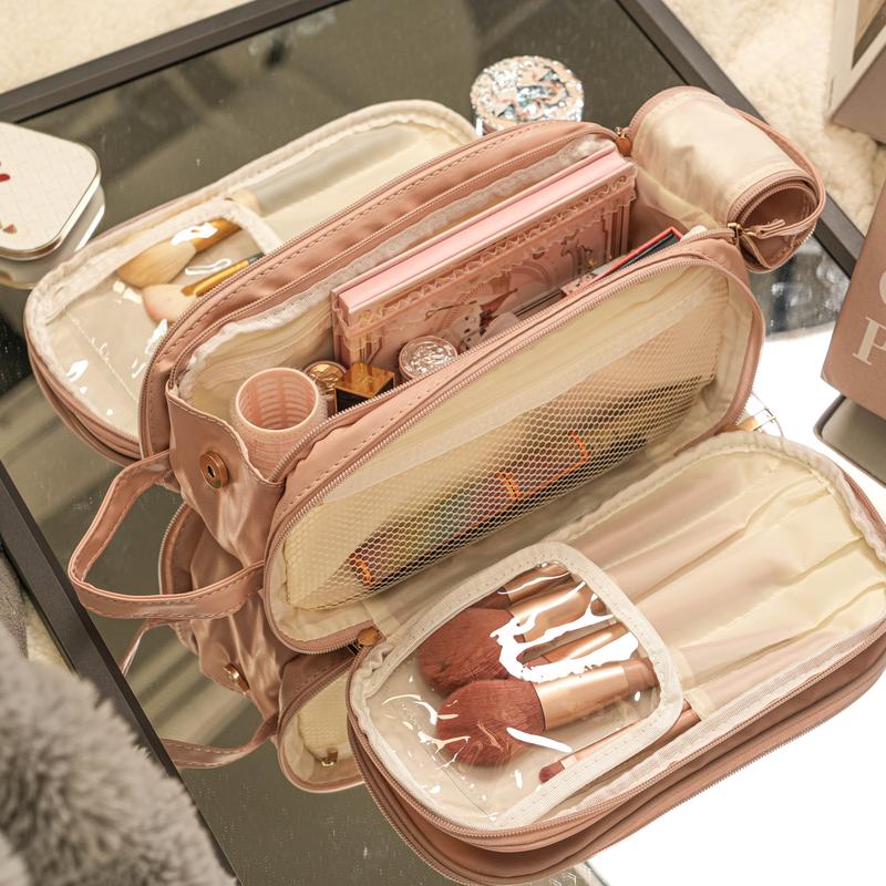 Women's Multifunctional Cosmetic Bag Large Capacity Portable Travel Makeup Brush Toiletries Storage Bag