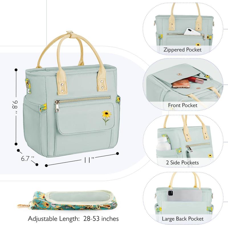 Deluxe Lunch Bag Women - Leakproof Insulated Lunch Box for Women 2024 Newest Teacher Mothers Day Gifts for Women  Multi Pocket Lunch Bag with Removable Strap for Work Picnic