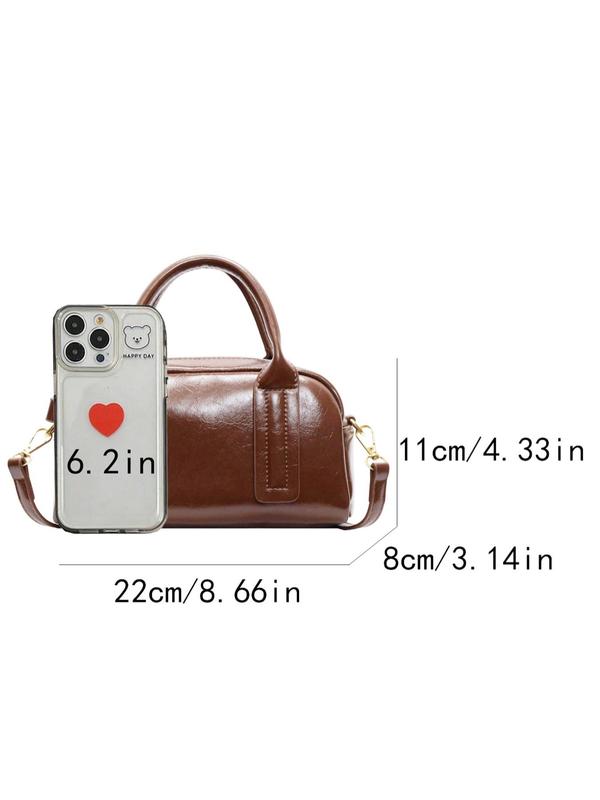 Women's Elegant Solid Color Handbag, Fashionable PU Leather Crossbody Bag for Daily Used, Casual Trendy Versatile High-quality Daily Commuting Bag